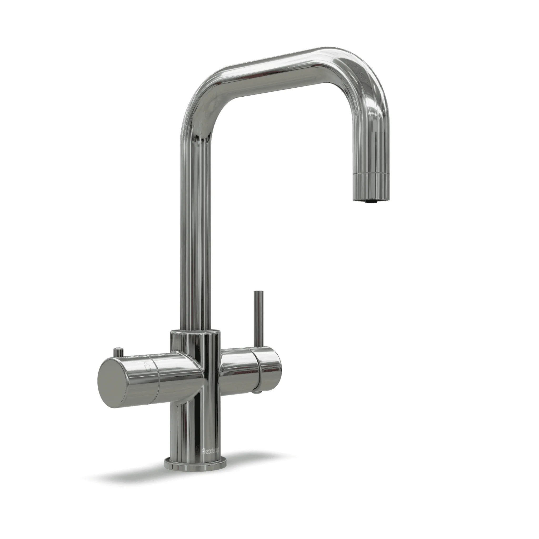 Hoekige keuken kraan in het chroom 