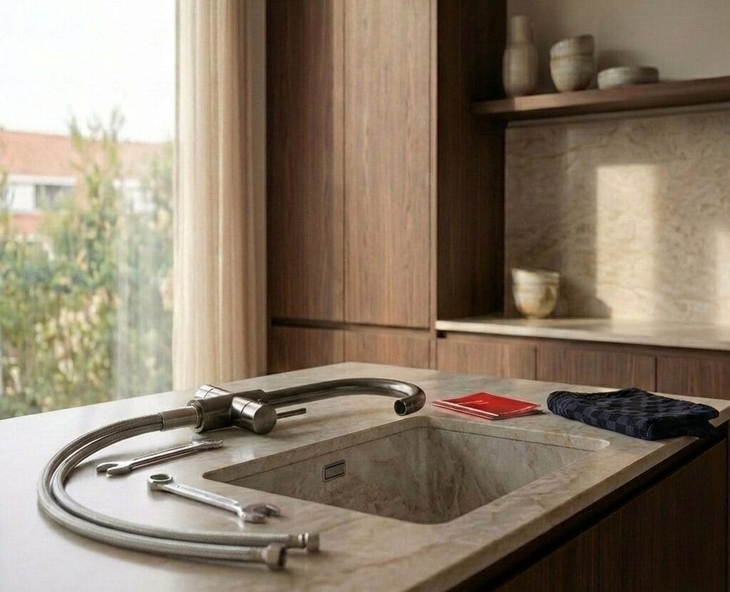 Kokendwaterkranen beschikken over verschillende veiligheidsfuncties zoals een beveiligde knop, een uitloop die niet warm wordt en een veilige straal die niet spettert.