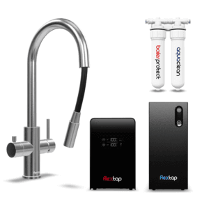 FlexTap kokend en gekoeld water kraan - uittrekbare slang - RVS