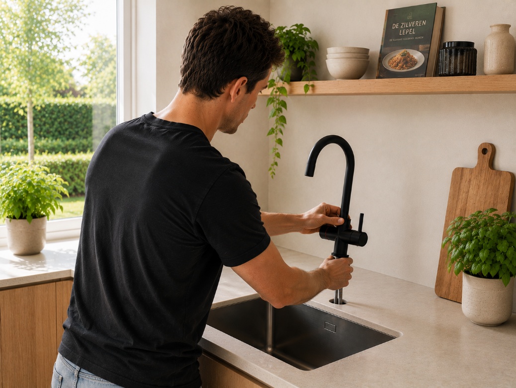 Kokendwaterkranen beschikken over verschillende veiligheidsfuncties zoals een beveiligde knop, een uitloop die niet warm wordt en een veilige straal die niet spettert.